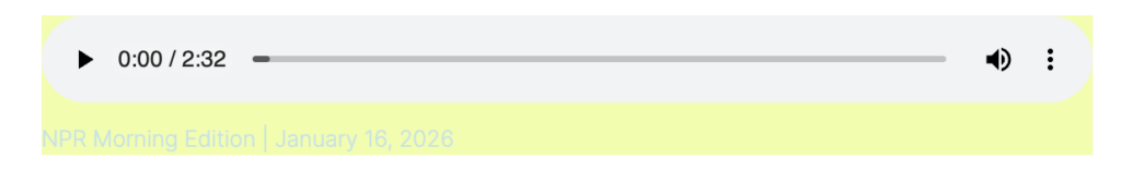 screenshot of audio block with css errors