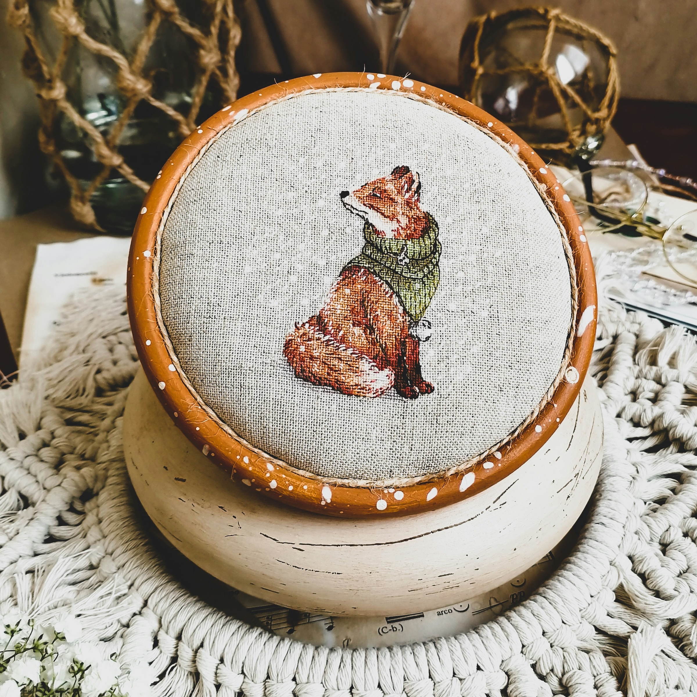 embroidered fox