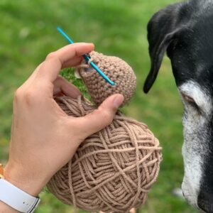 yarn and stuffing for pocket heart