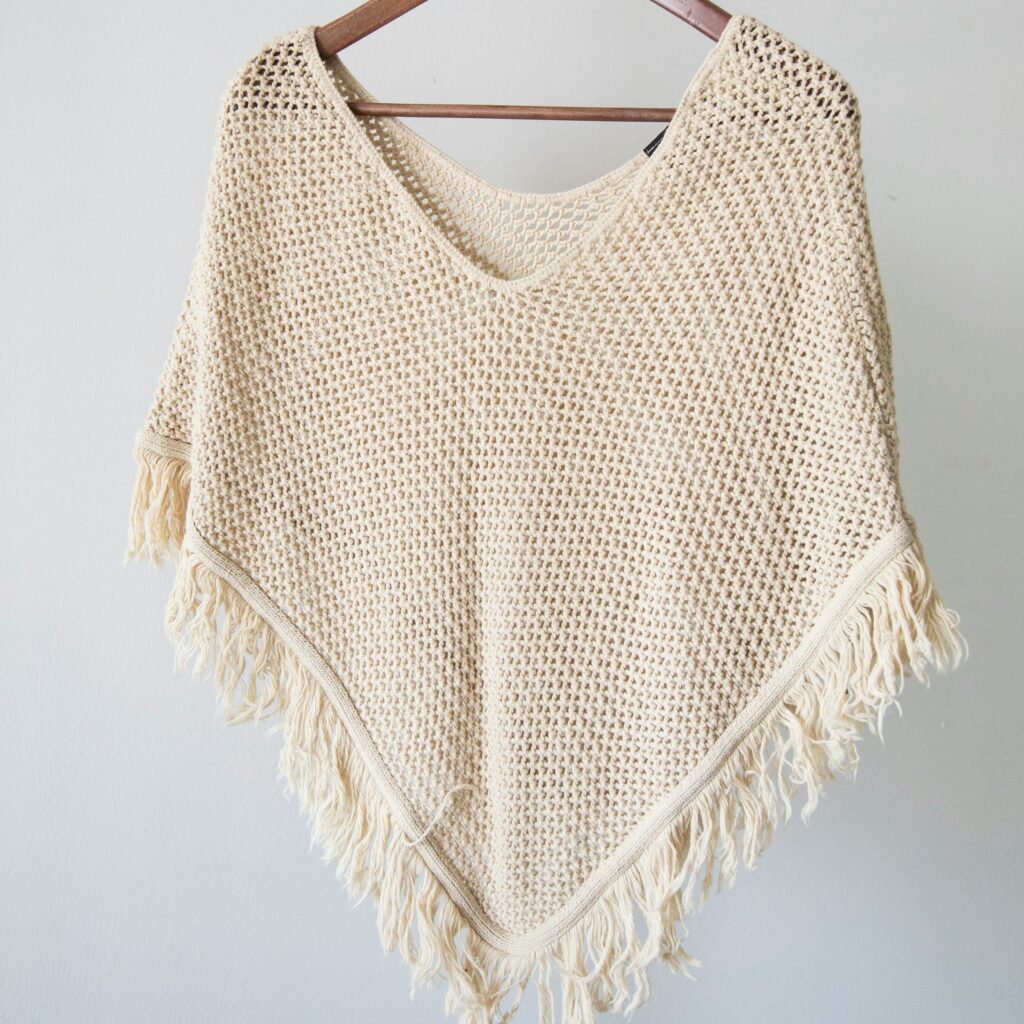 white crocheted shaw