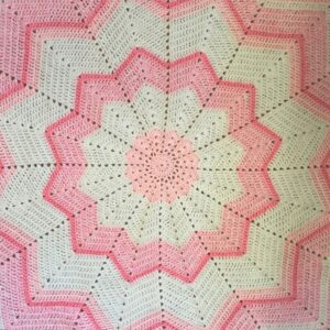 crochet sunburst blanket pink