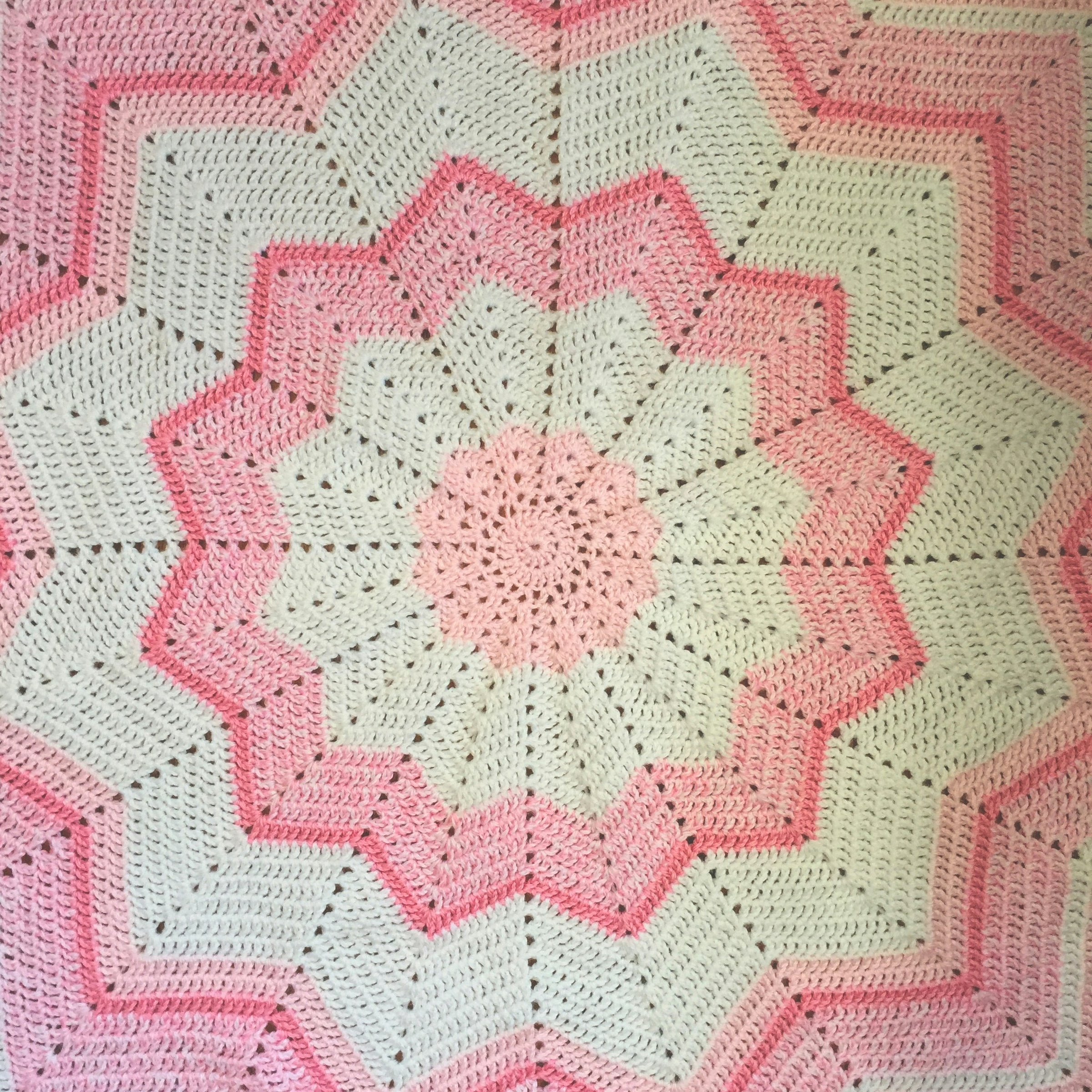 crochet sunburst blanket pink