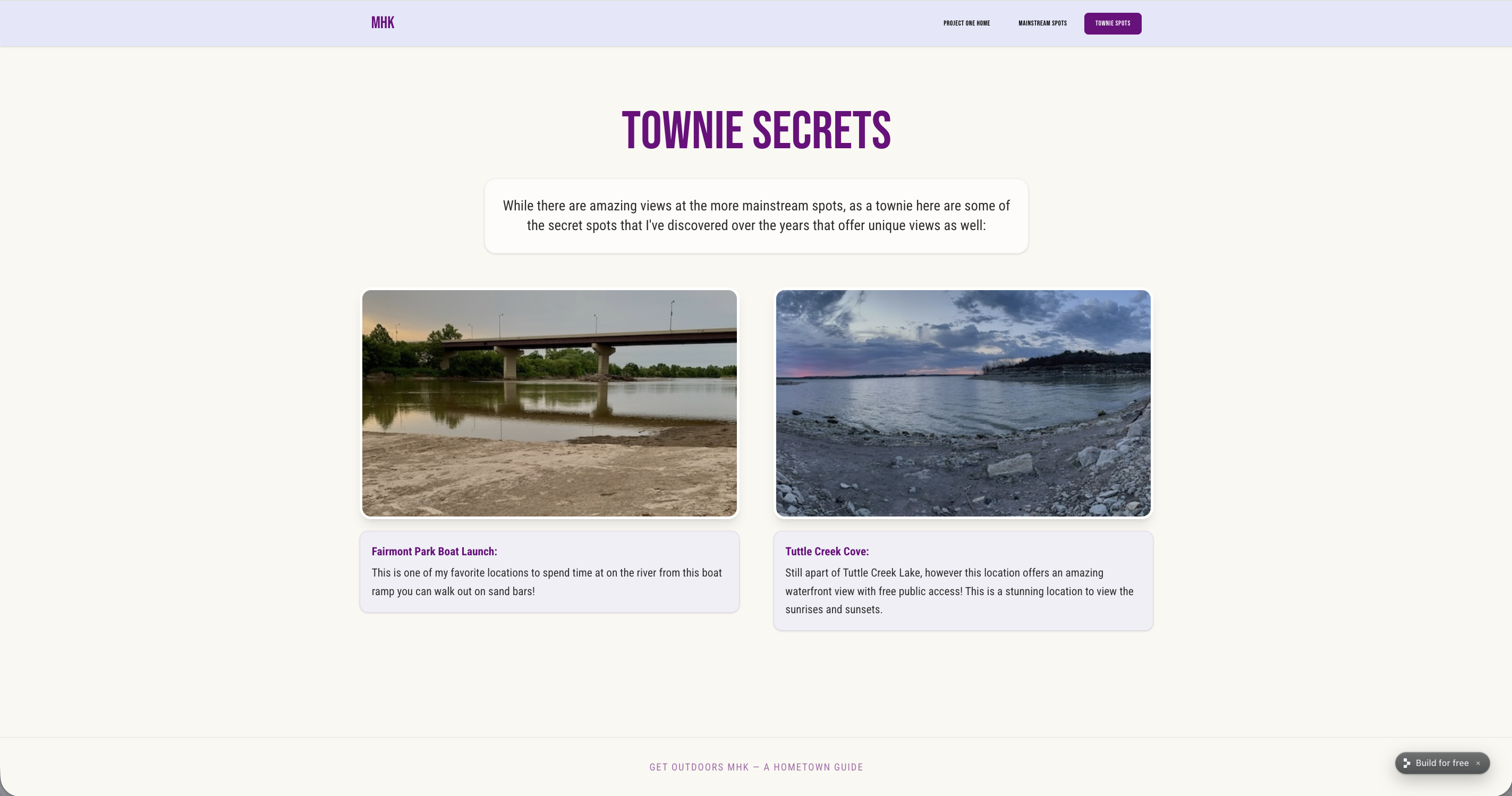 screenshot of page three during the first version